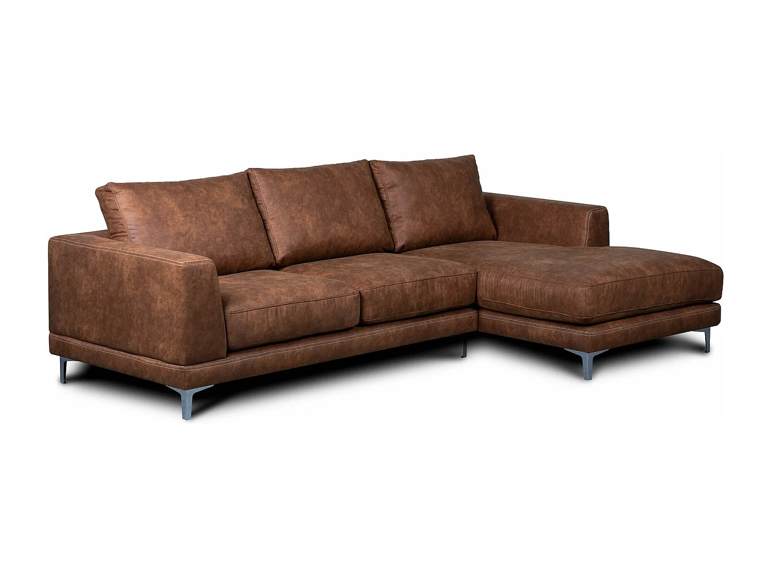 Modernes bequemes Ecksofa auf Metallbeinen - 3/4 Sitzer - braun - HOLCO