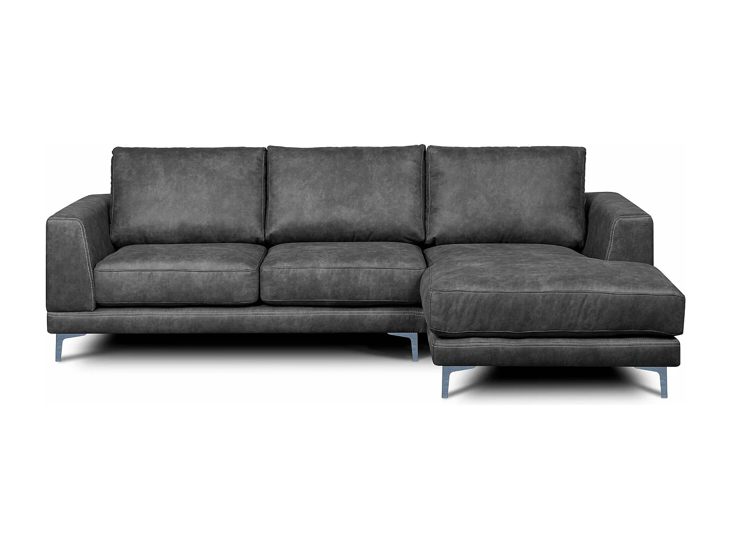 Modernes bequemes Ecksofa auf Metallbeinen - 3/4 Sitzer - dunkelgrau - HOLCO