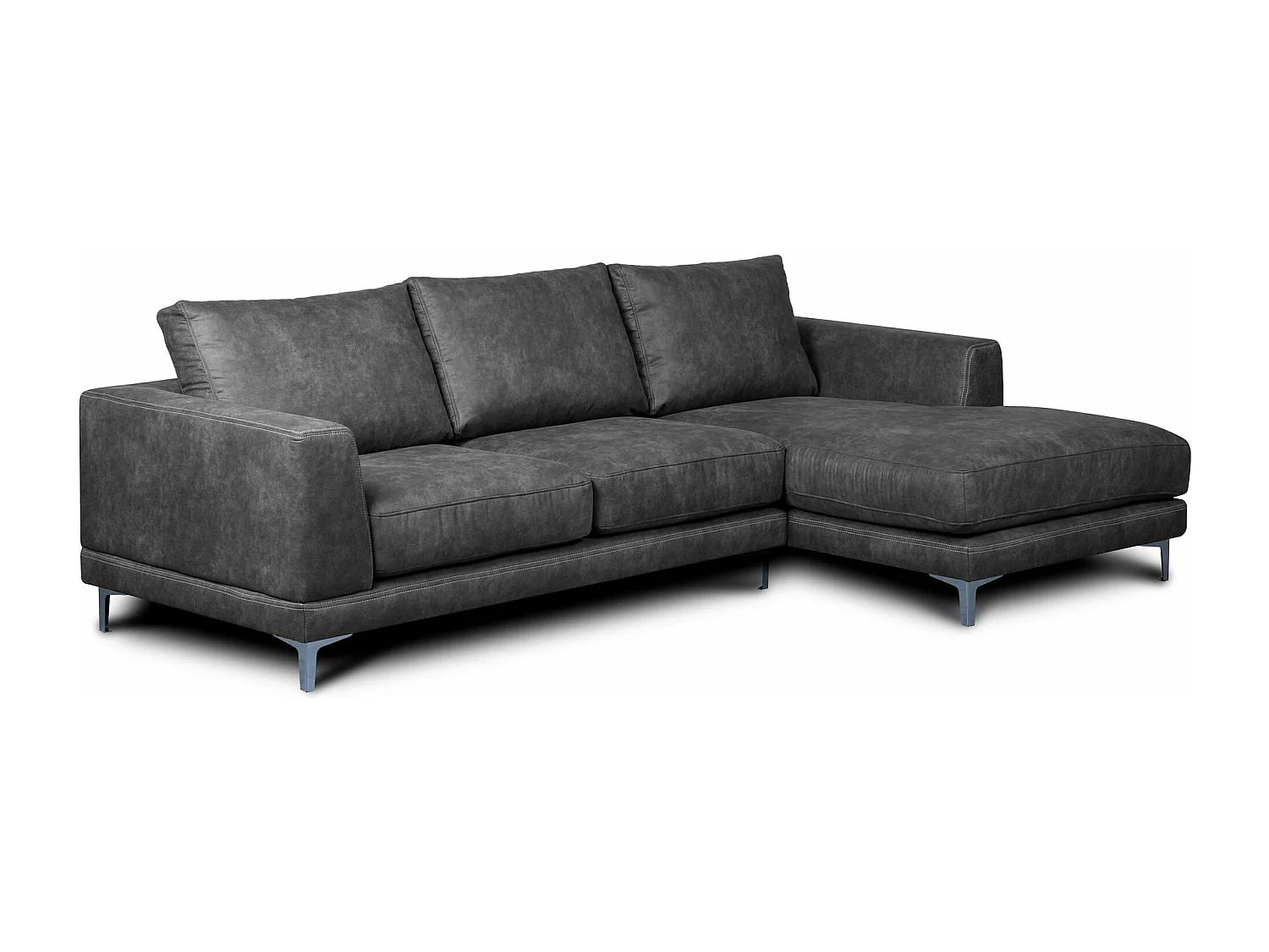 Modernes bequemes Ecksofa auf Metallbeinen - 3/4 Sitzer - dunkelgrau - HOLCO