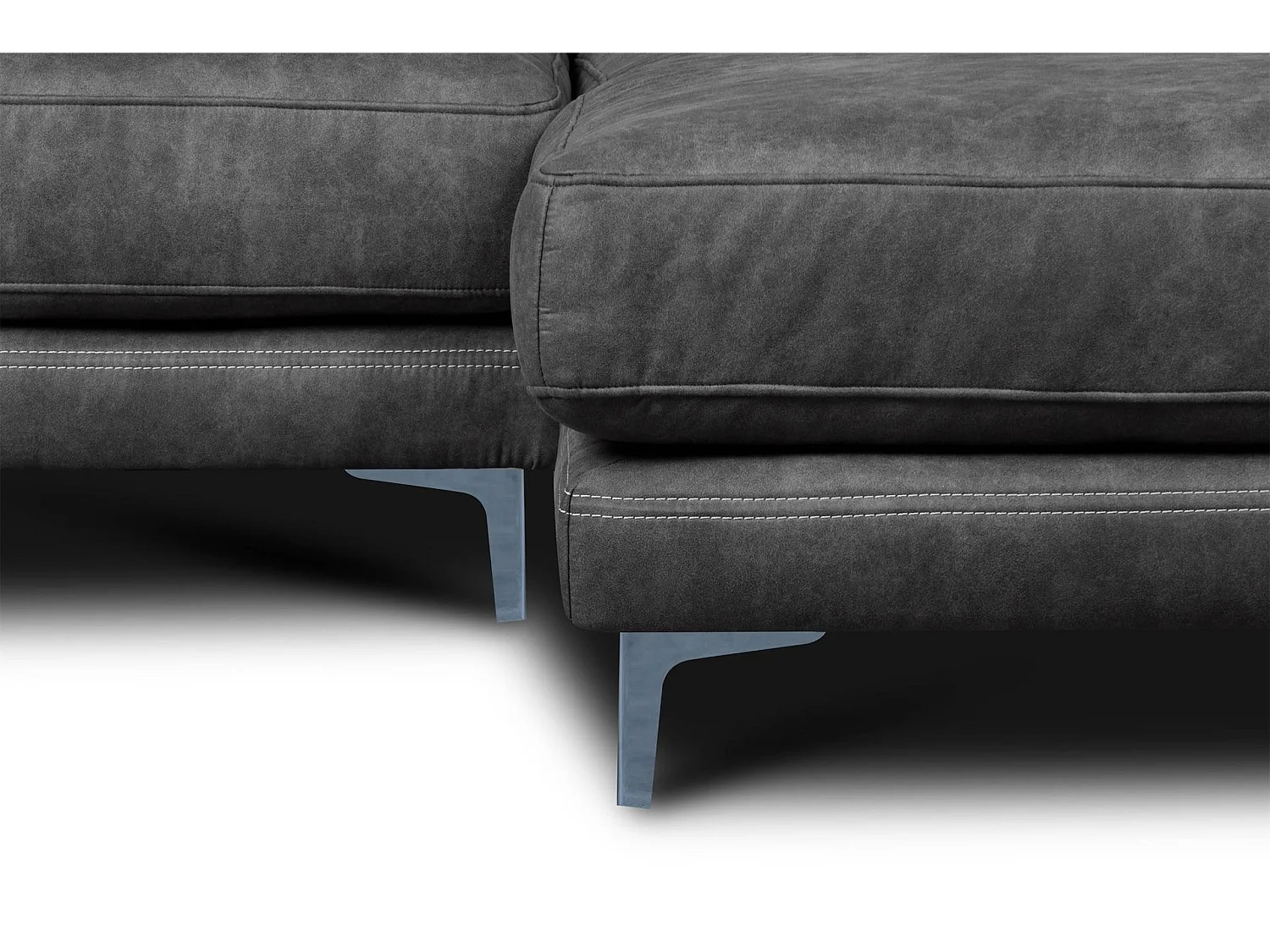 Modernes bequemes Ecksofa auf Metallbeinen - 3/4 Sitzer - dunkelgrau - HOLCO
