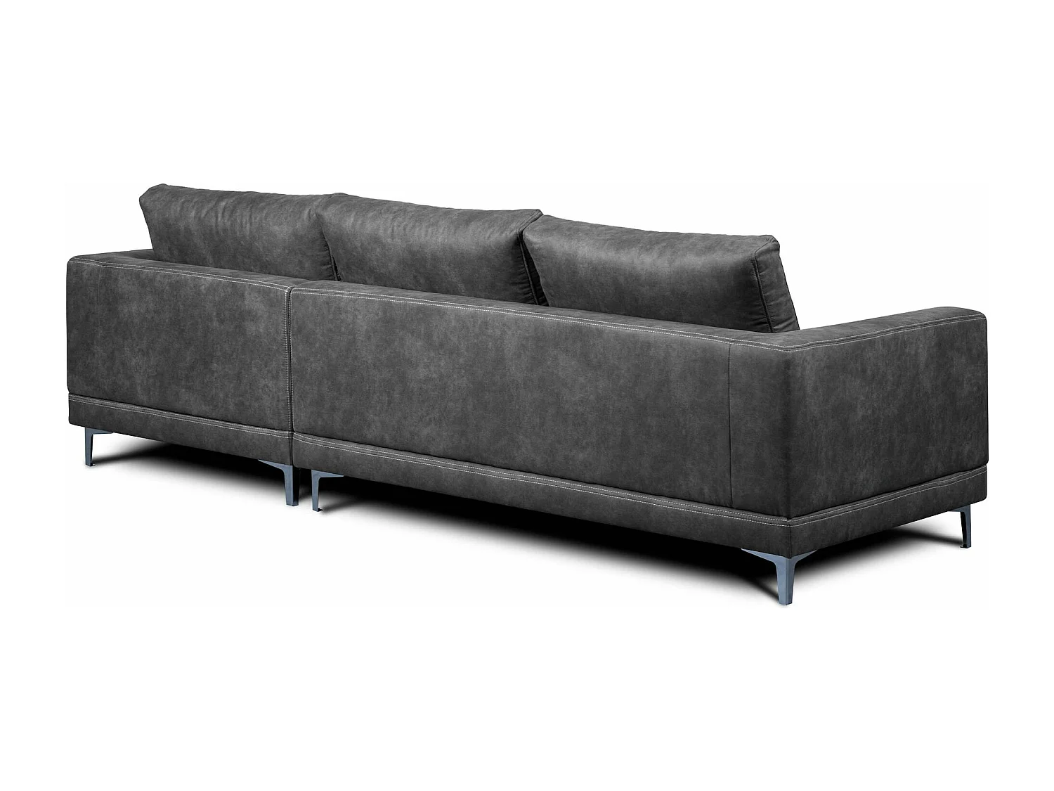 Modernes bequemes Ecksofa auf Metallbeinen - 3/4 Sitzer - dunkelgrau - HOLCO