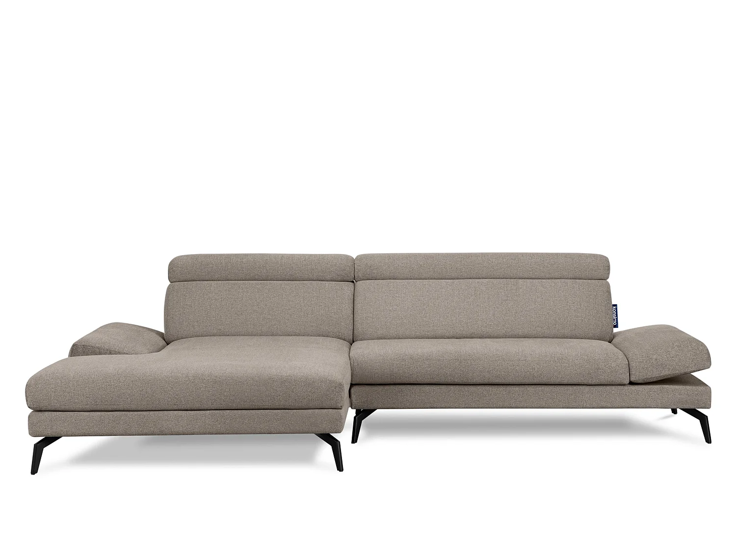 Canapé d'angle Moderne - 4 places - appuie-tête mobile - gris beige - RENAR