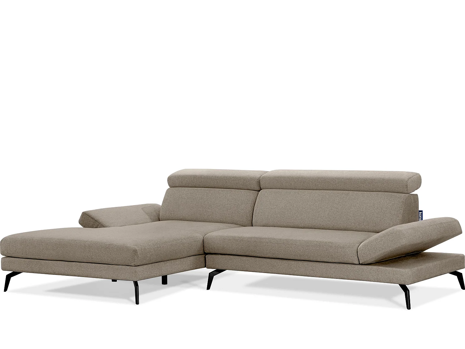 Ecksofa Modern - 4 Sitzer - bewegliche Kopfstütze - graubeige - RENAR