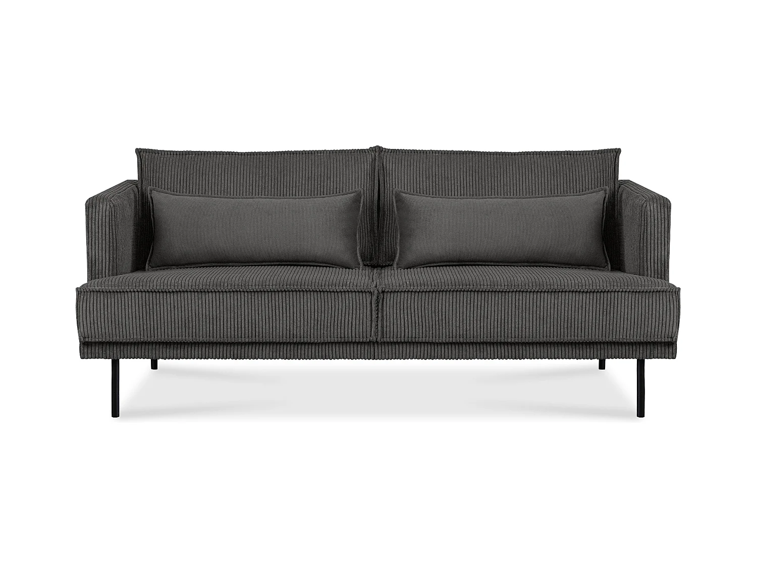 Canapé loft - pieds métal - 2 coussins inclus - velours - gris - GANZO