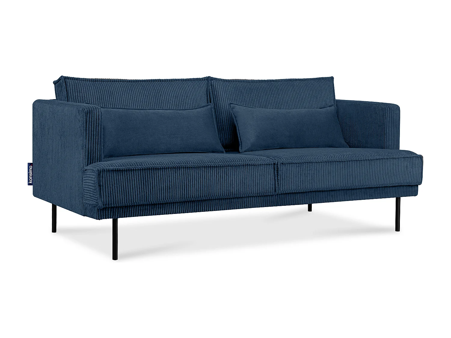 Loftsofa - Metallbeine - 2 Kissen inklusive - Velours - blau - GANZO