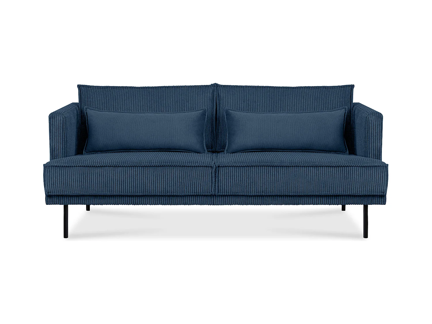 Canapé loft - Pieds en métal - 2 coussins inclus - Velours - bleu - GANZO