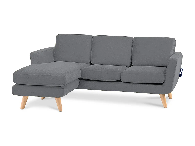 Ecksofa mit Ottomane - 3 Sitzer - grau - TAGIO
