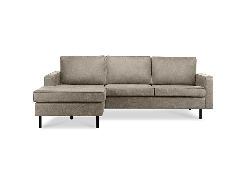 Loft Ecksofa links 4 Sitzer aus Leder und Mikrofaser - hellgrau - INVIA