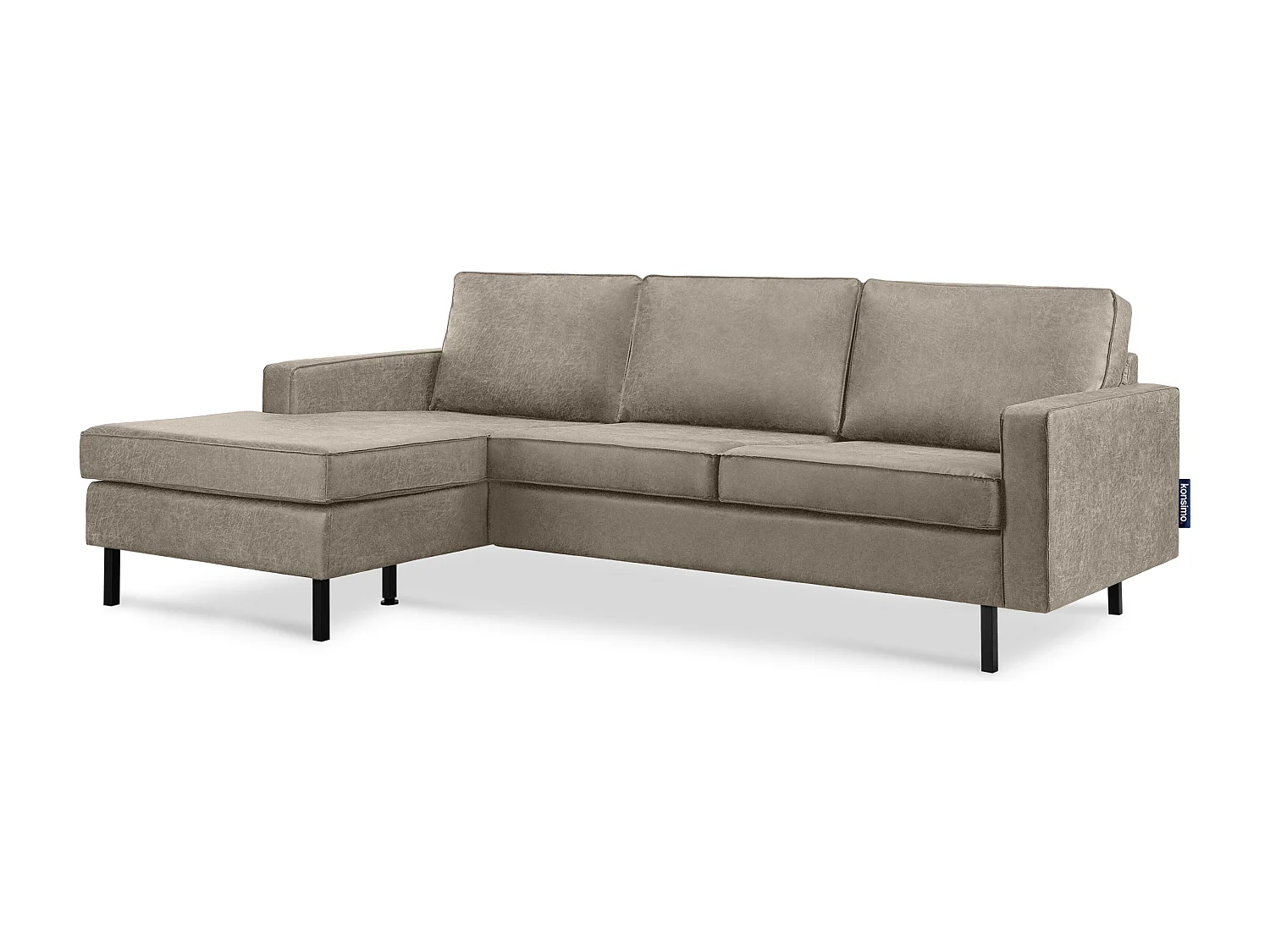 Loft Ecksofa links 4 Sitzer aus Leder und Mikrofaser - hellgrau - INVIA