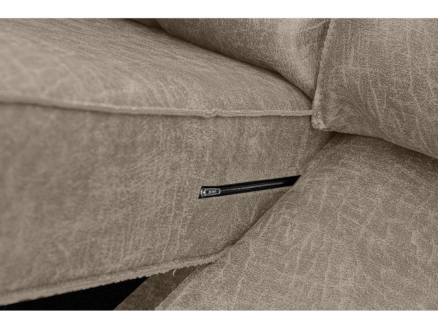 Loft Ecksofa links 4 Sitzer aus Leder und Mikrofaser - hellgrau - INVIA