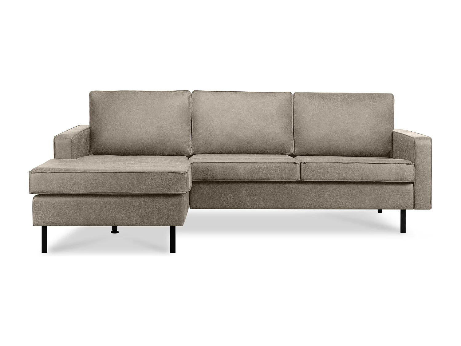 Loft Ecksofa links 4 Sitzer aus Leder und Mikrofaser - hellgrau - INVIA