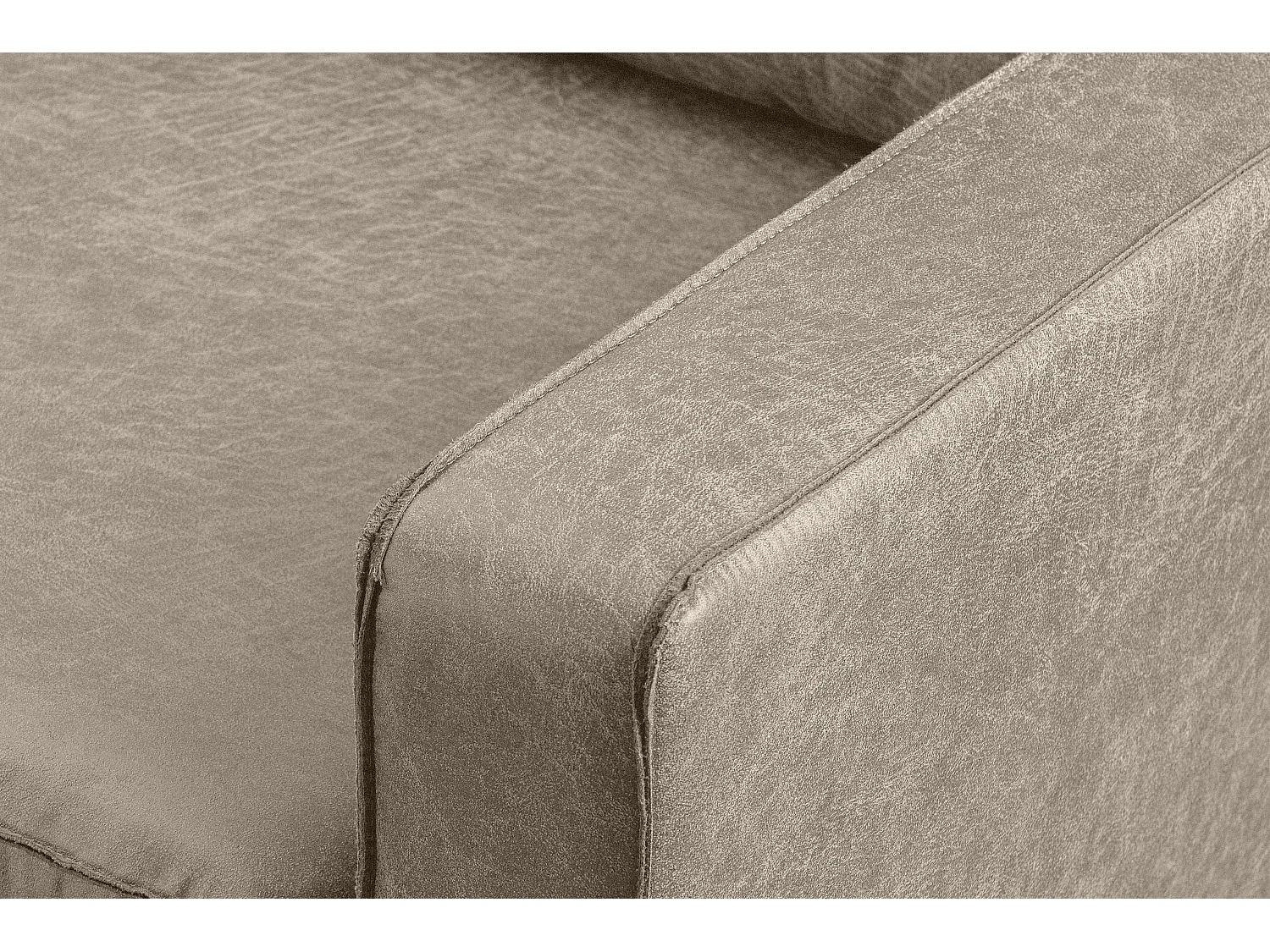 Loft Ecksofa links 4 Sitzer aus Leder und Mikrofaser - hellgrau - INVIA