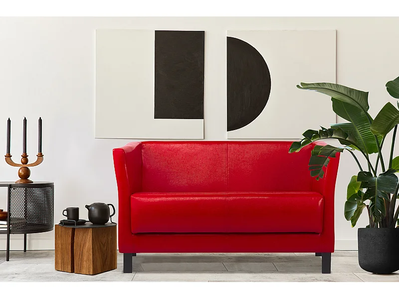 Modernes Sofa 2 Sitzer - aus Kunstleder - Rot - ESPECTO