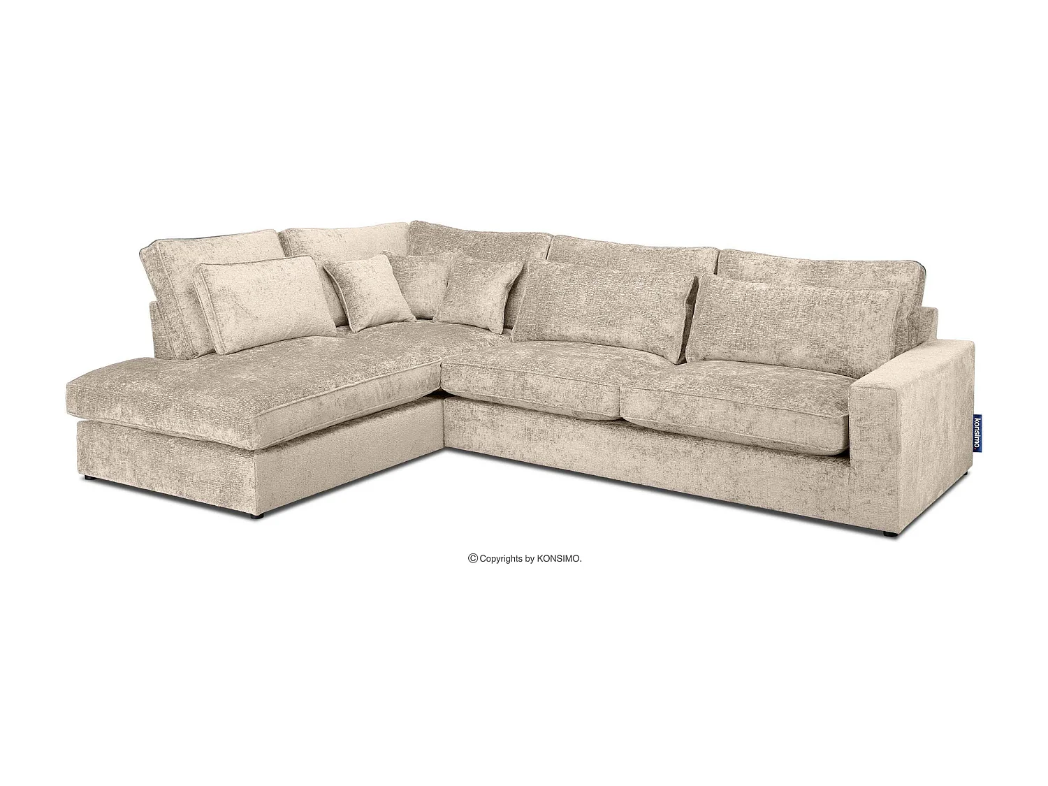 Canapé d'angle confortable 4/5 places gauche avec revêtement chenille - crème - IMPERA