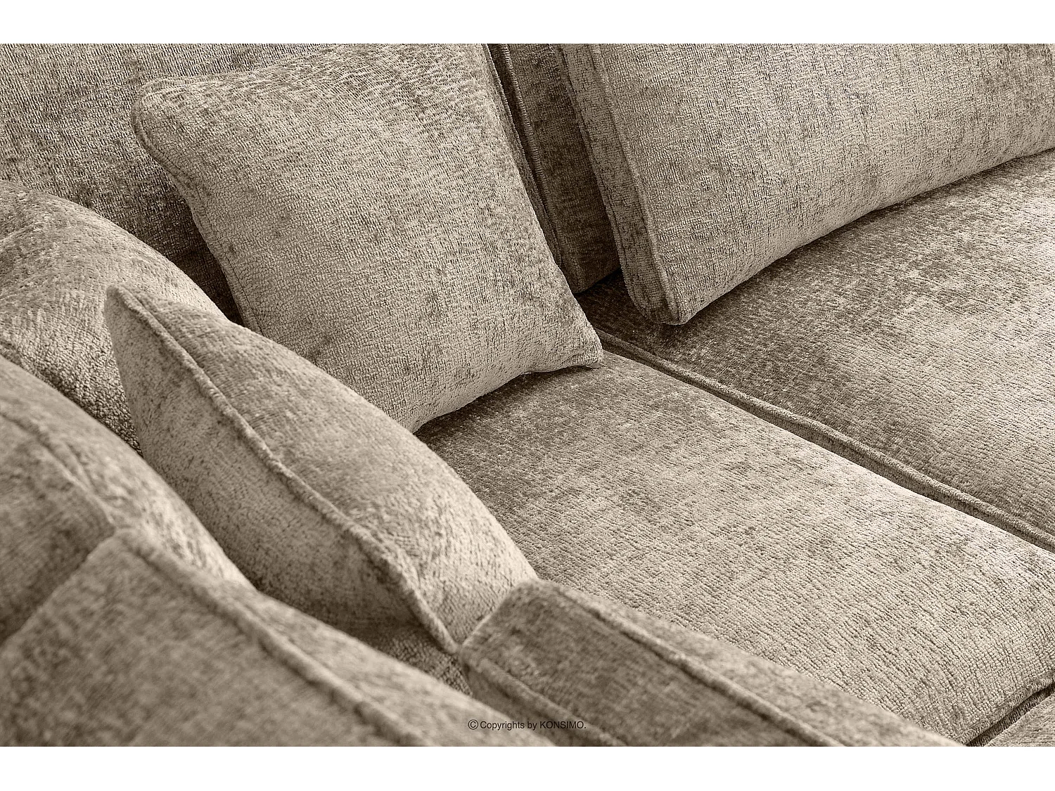 Canapé d'angle confortable 4/5 places gauche avec revêtement chenille - crème - IMPERA