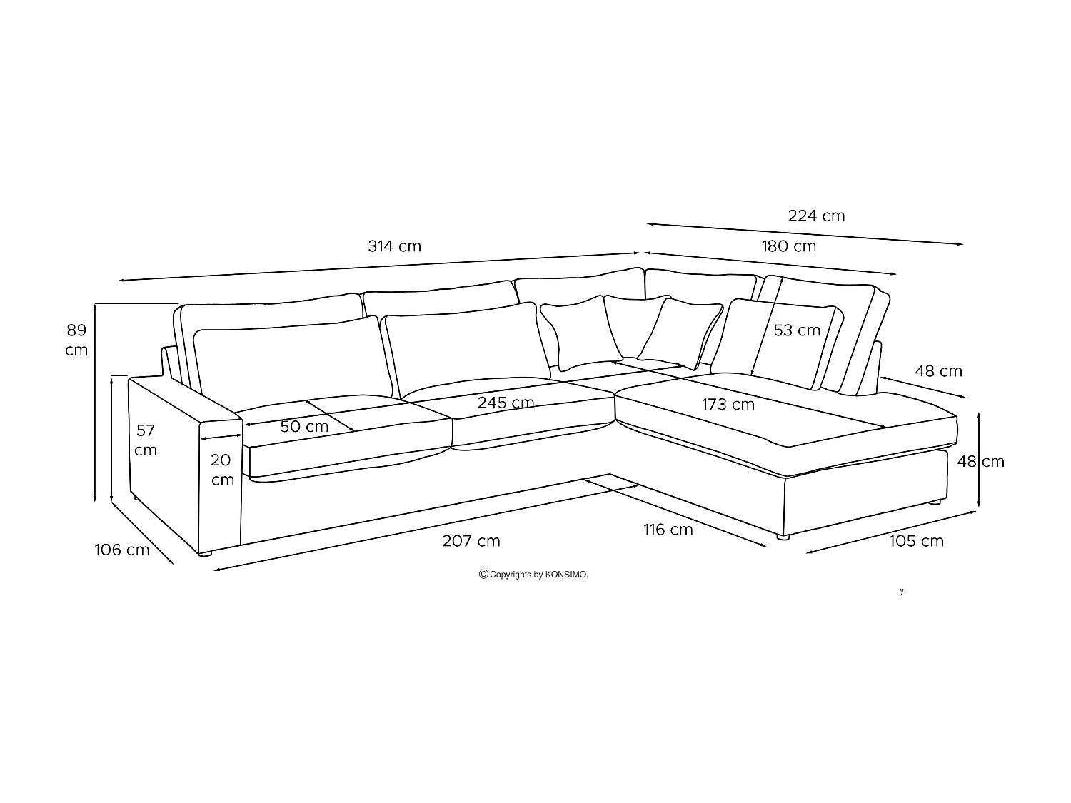 Canapé d'angle confortable 4/5 places gauche avec revêtement chenille - crème - IMPERA