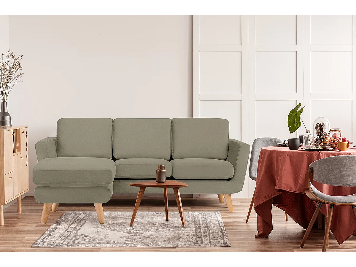 Ecksofa mit Ottomane - 3 Sitzer - Beige - TAGIO