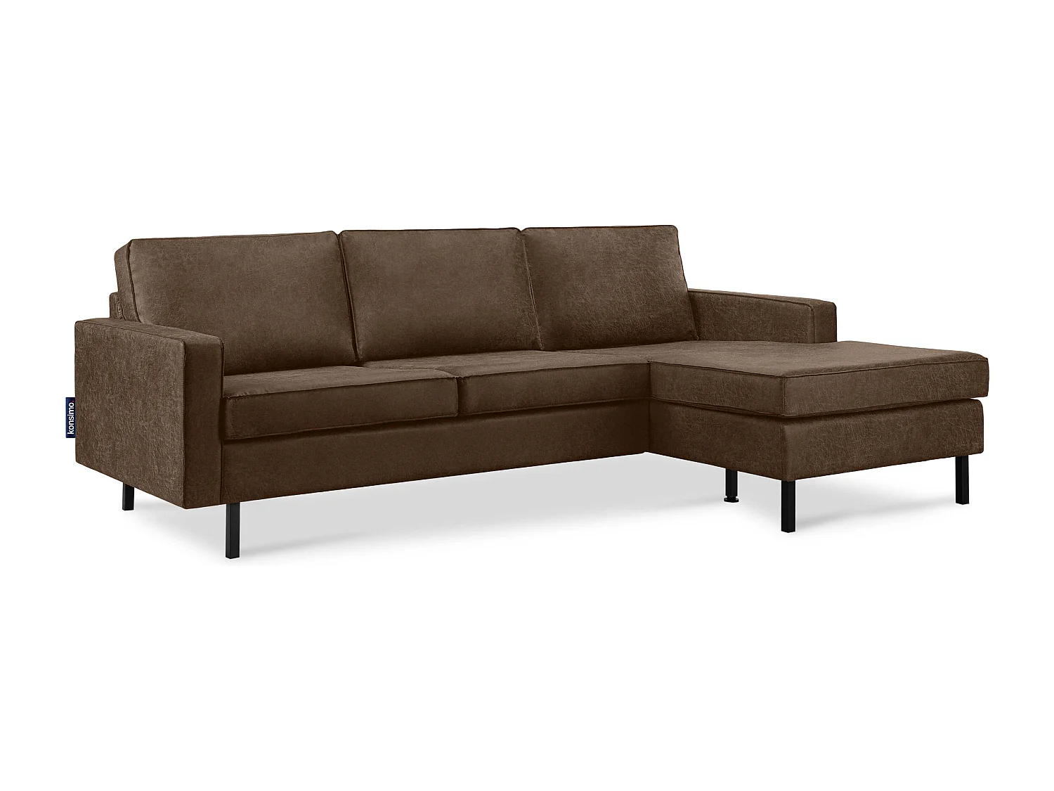 Loft Ecksofa rechts 4 Sitzer aus Leder und Mikrofaser - dunkelbraun - INVIA