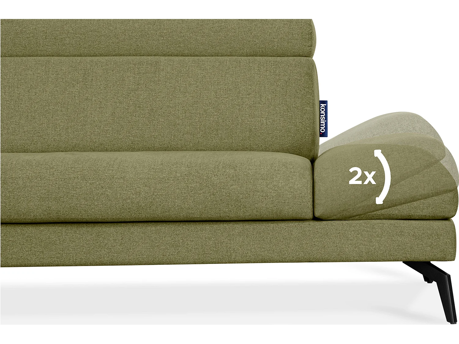 Ecksofa Modern - 4 Sitzer - bewegliche Kopfstütze - Grün - RENAR