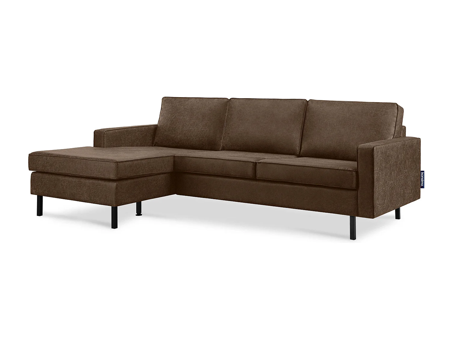 Canapé d'angle Loft gauche 4 places en cuir et microfibre - marron foncé - INVIA