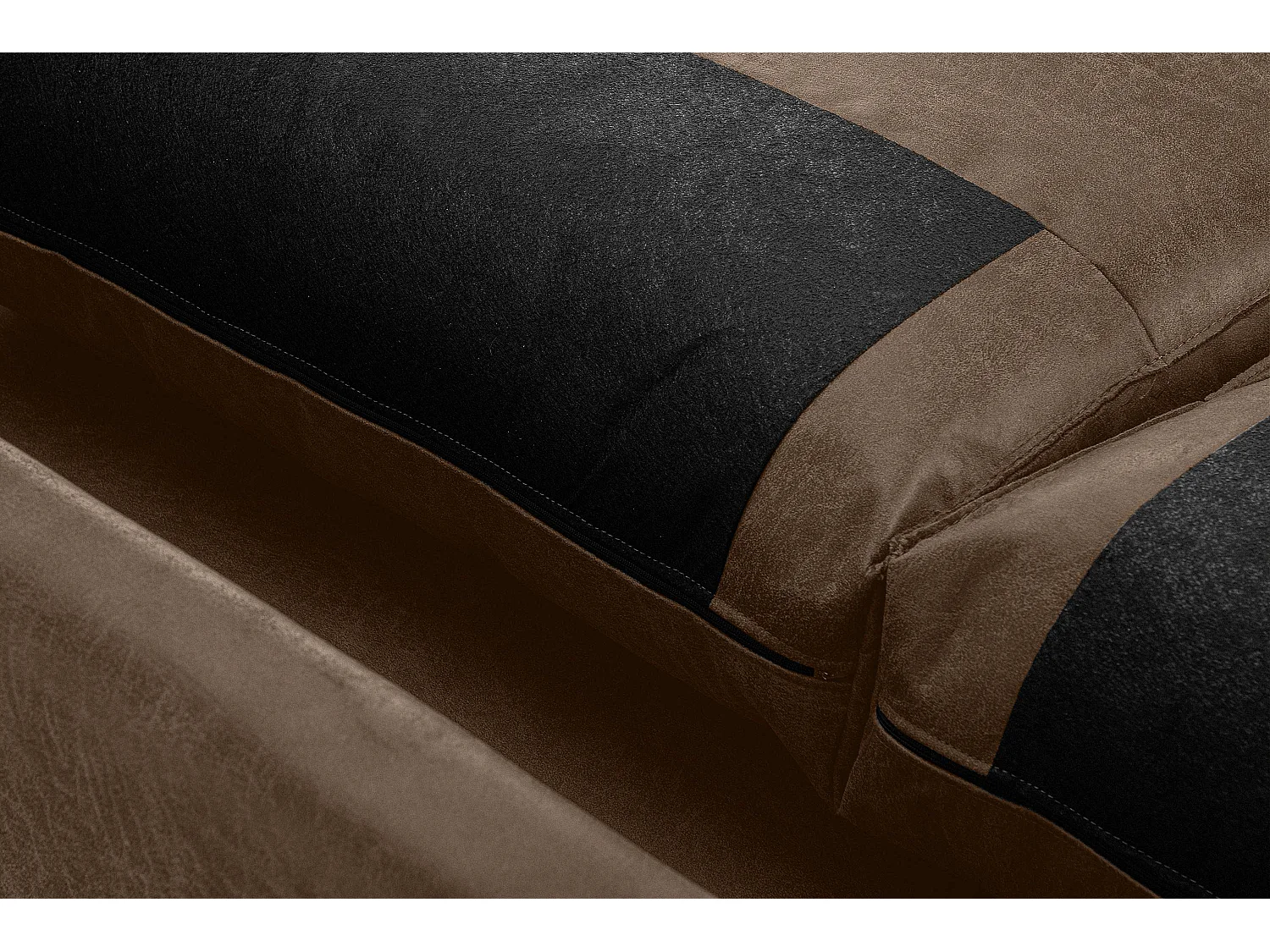 Canapé d'angle Loft gauche 4 places en cuir et microfibre - marron foncé - INVIA