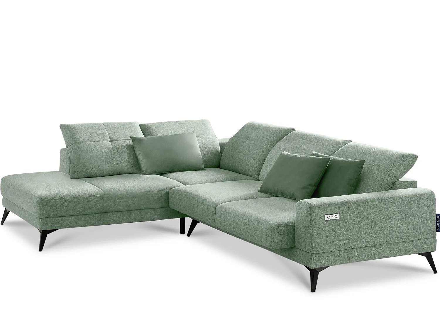 Eckgarnitur 4/5 Sitzer mit elek. Relaxfunktion - grün - DAVIDI