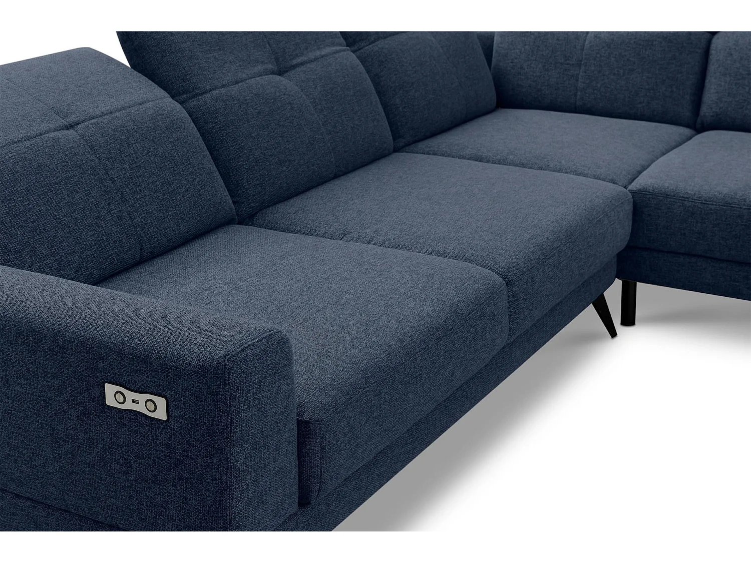 Eckgarnitur 4/5 Sitzer mit elek. Relaxfunktion - blau - DAVIDI