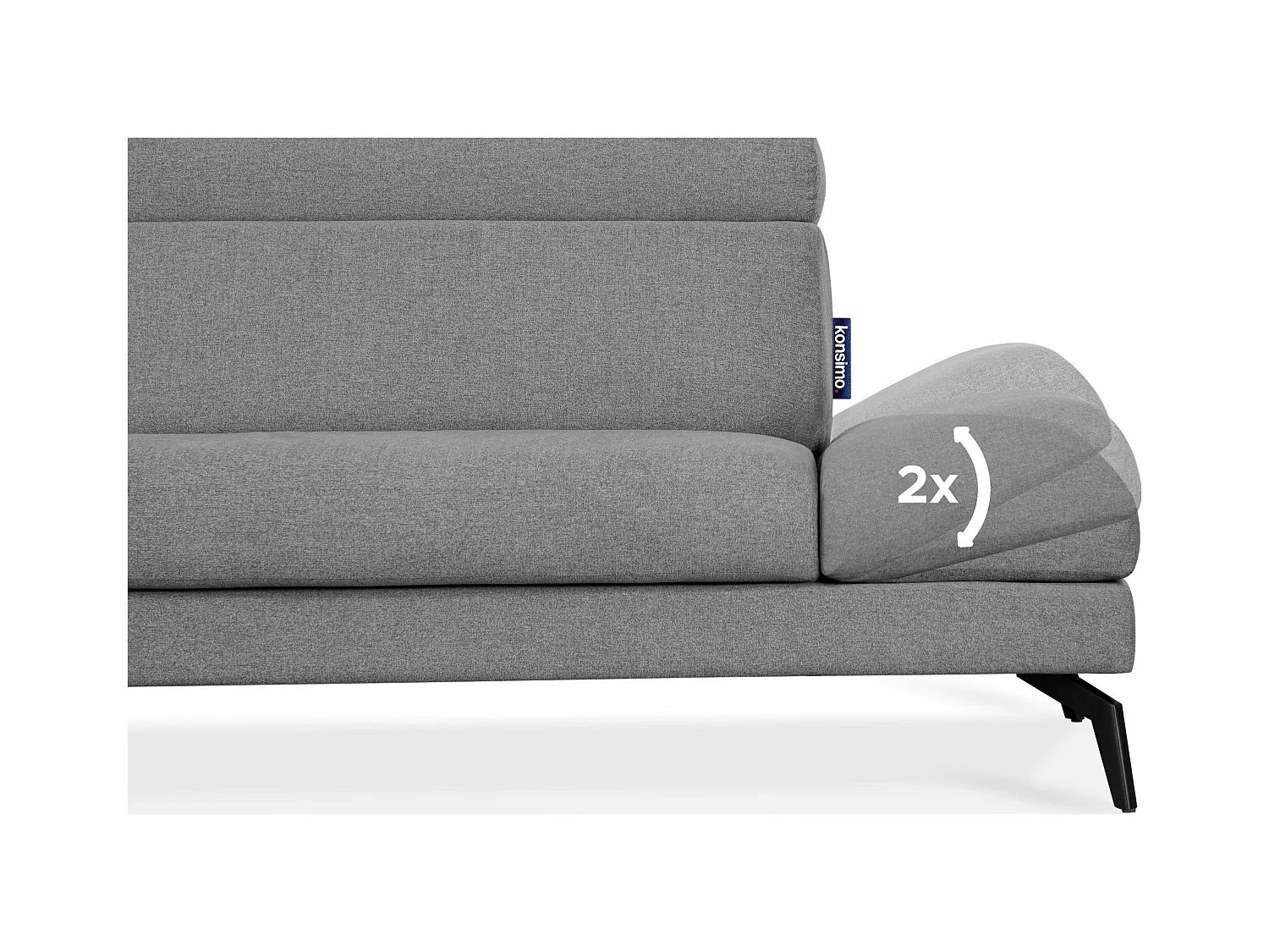 Ecksofa Modern - 4 Sitzer - bewegliche Kopfstütze - grau - RENAR