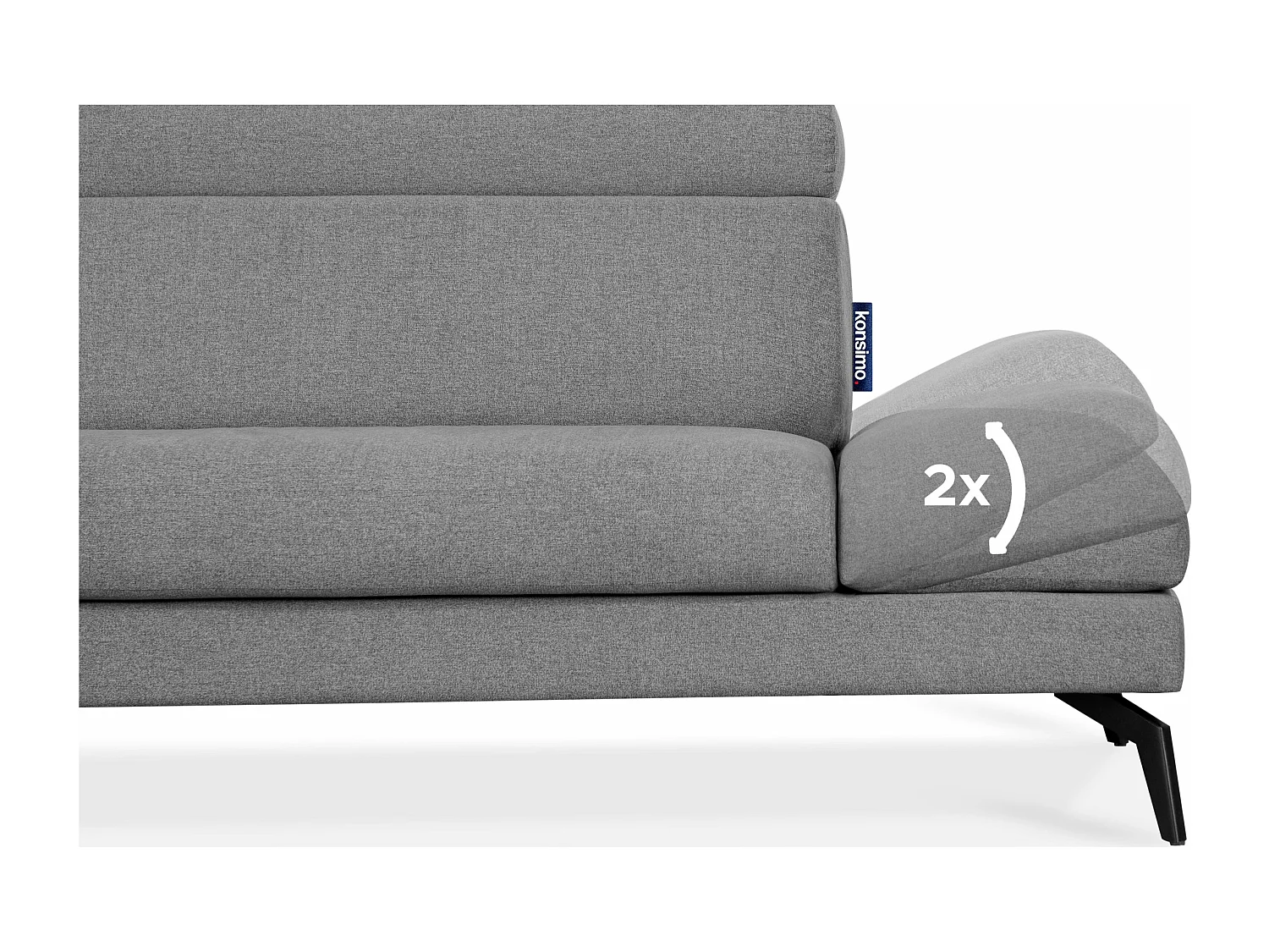 Ecksofa Modern - 4 Sitzer - bewegliche Kopfstütze - grau - RENAR