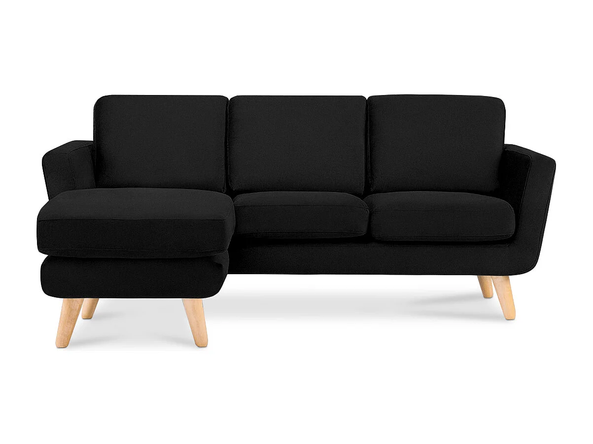 Ecksofa mit Ottomane - 3 Sitzer - Schwarz - TAGIO