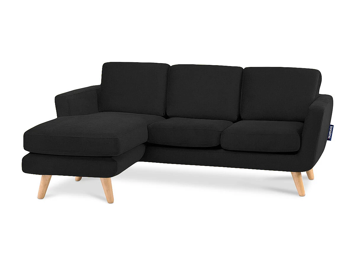 Ecksofa mit Ottomane - 3 Sitzer - Schwarz - TAGIO