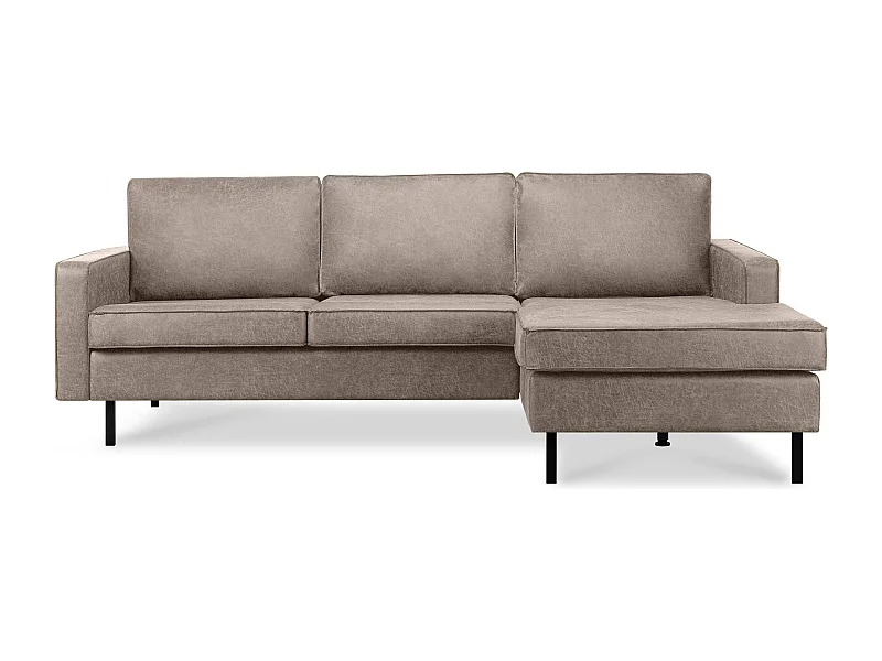 Loft Ecksofa rechts 4 Sitzer aus Leder und Mikrofaser - hellgrau - INVIA