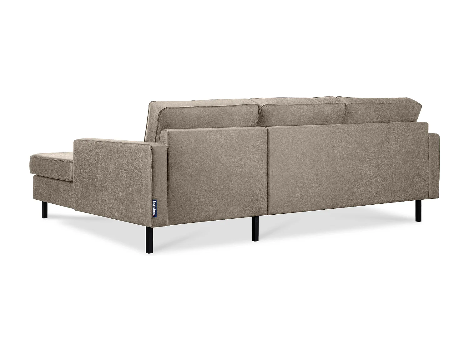 Loft Ecksofa rechts 4 Sitzer aus Leder und Mikrofaser - hellgrau - INVIA