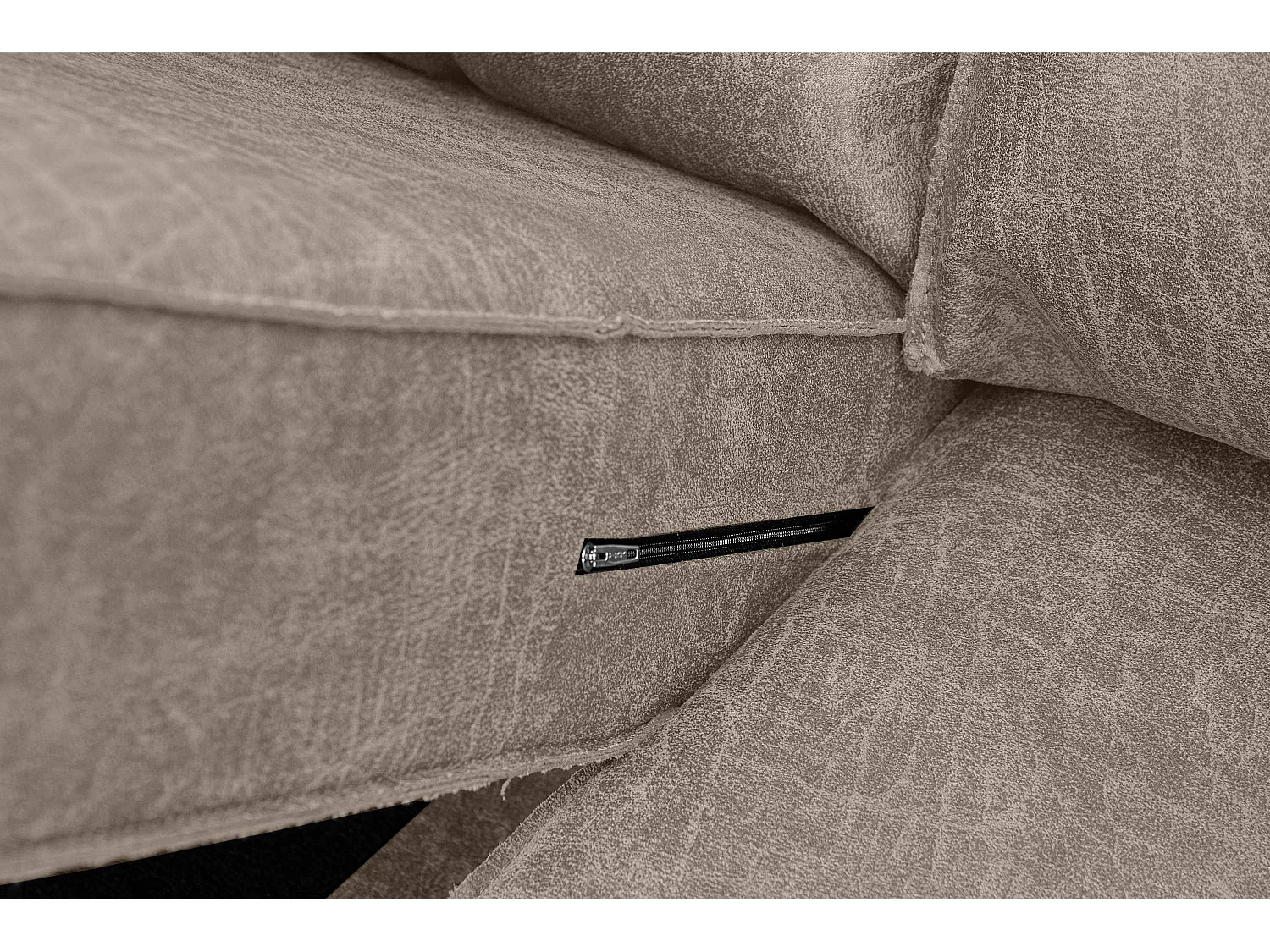 Loft Ecksofa rechts 4 Sitzer aus Leder und Mikrofaser - hellgrau - INVIA