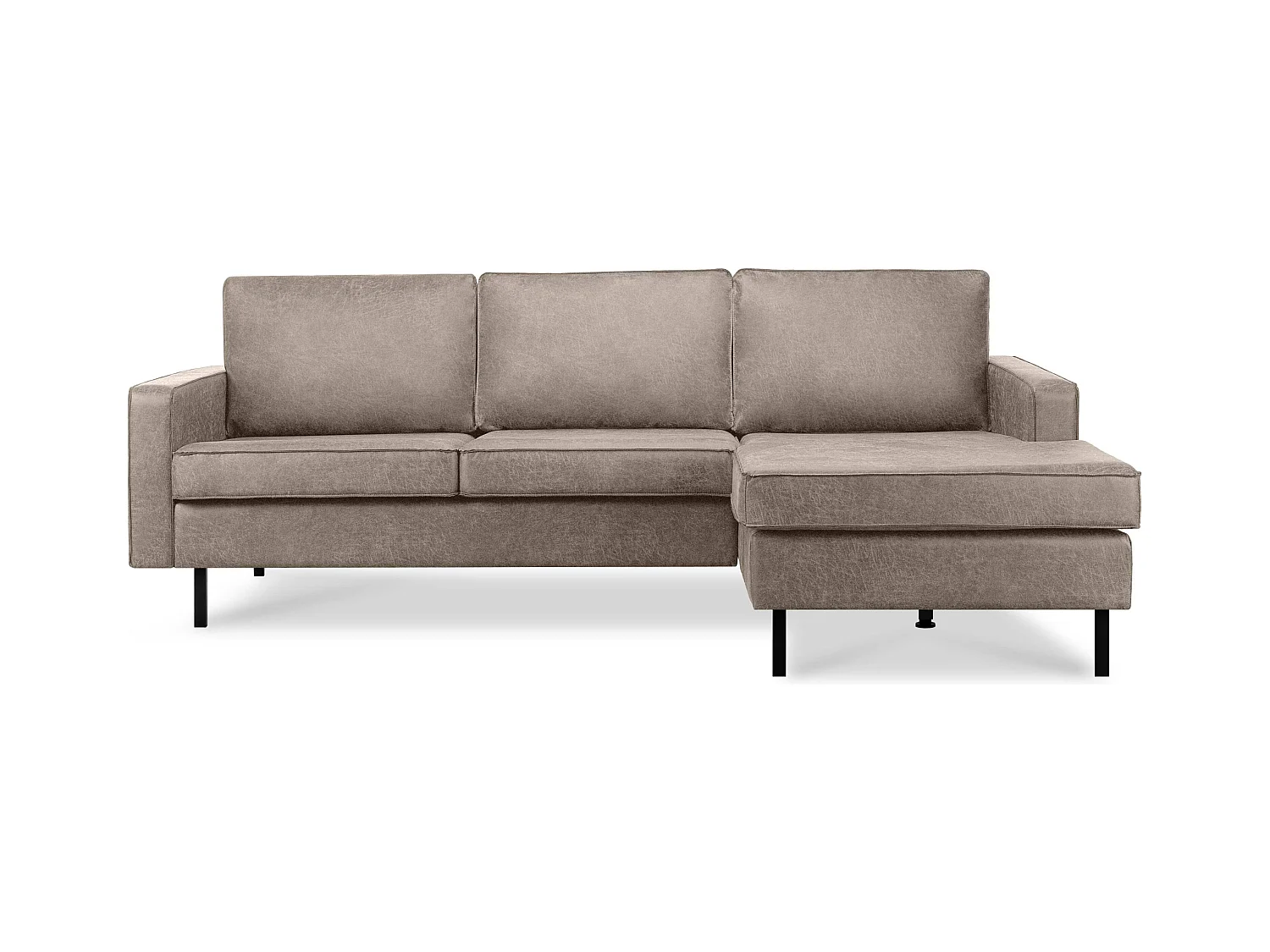 Loft Canapé d'angle droit 4 places en cuir et microfibre - gris clair - INVIA