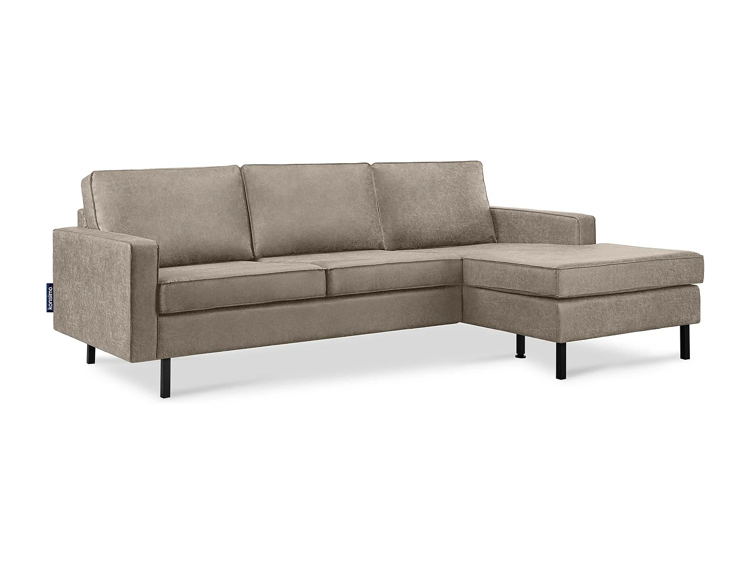 Loft Canapé d'angle droit 4 places en cuir et microfibre - gris clair - INVIA