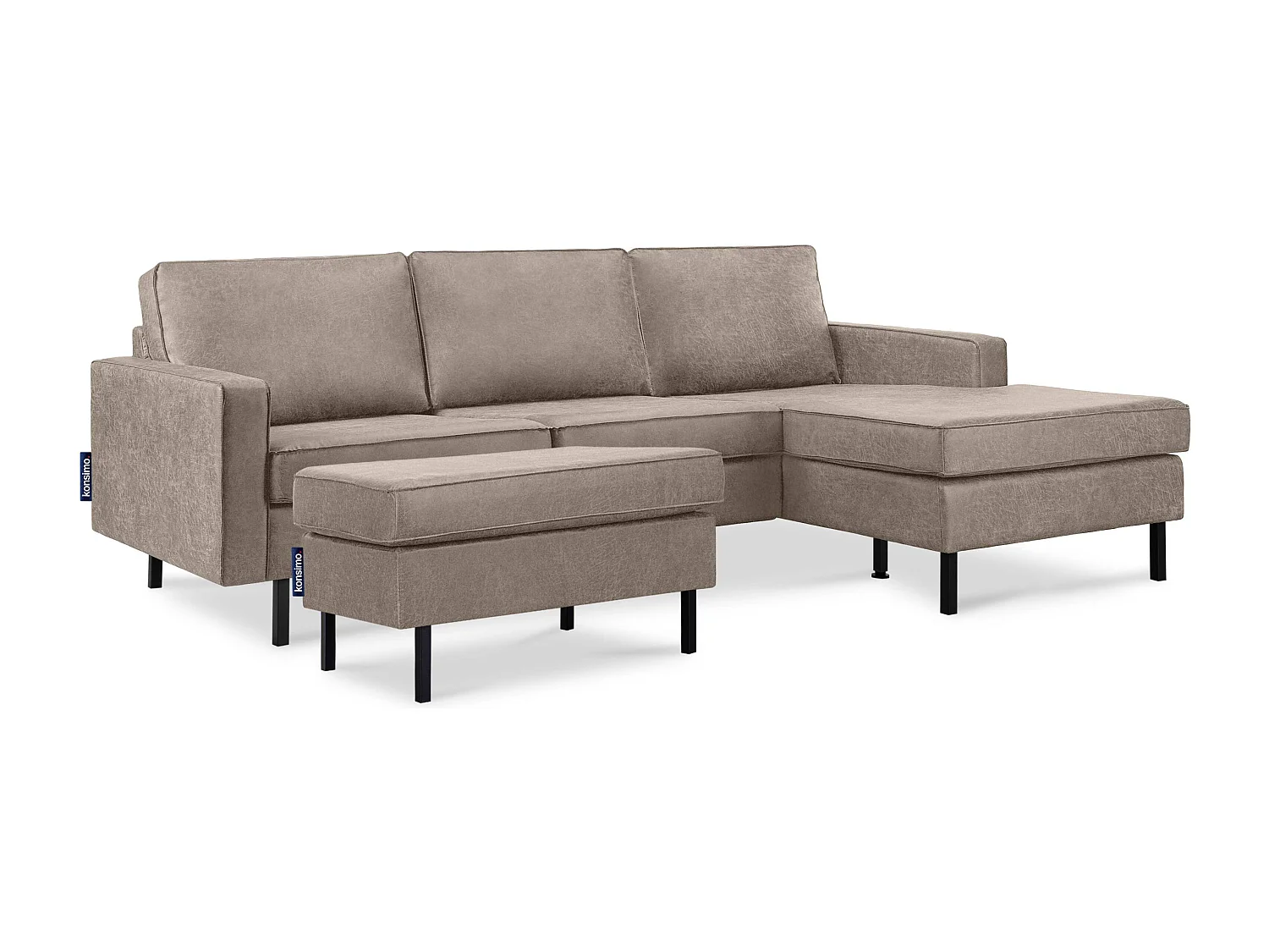 Loft Canapé d'angle droit 4 places en cuir et microfibre - gris clair - INVIA