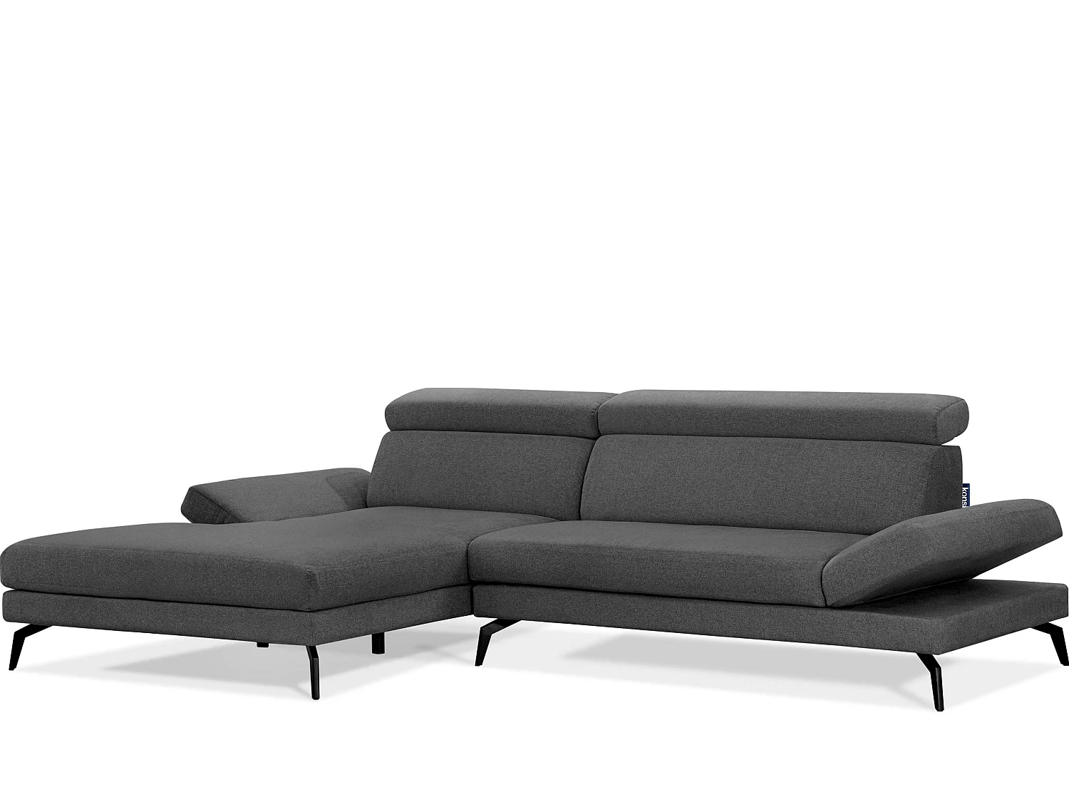 Ecksofa Modern - 4 Sitzer - bewegliche Kopfstütze - dunkelgrau - RENAR
