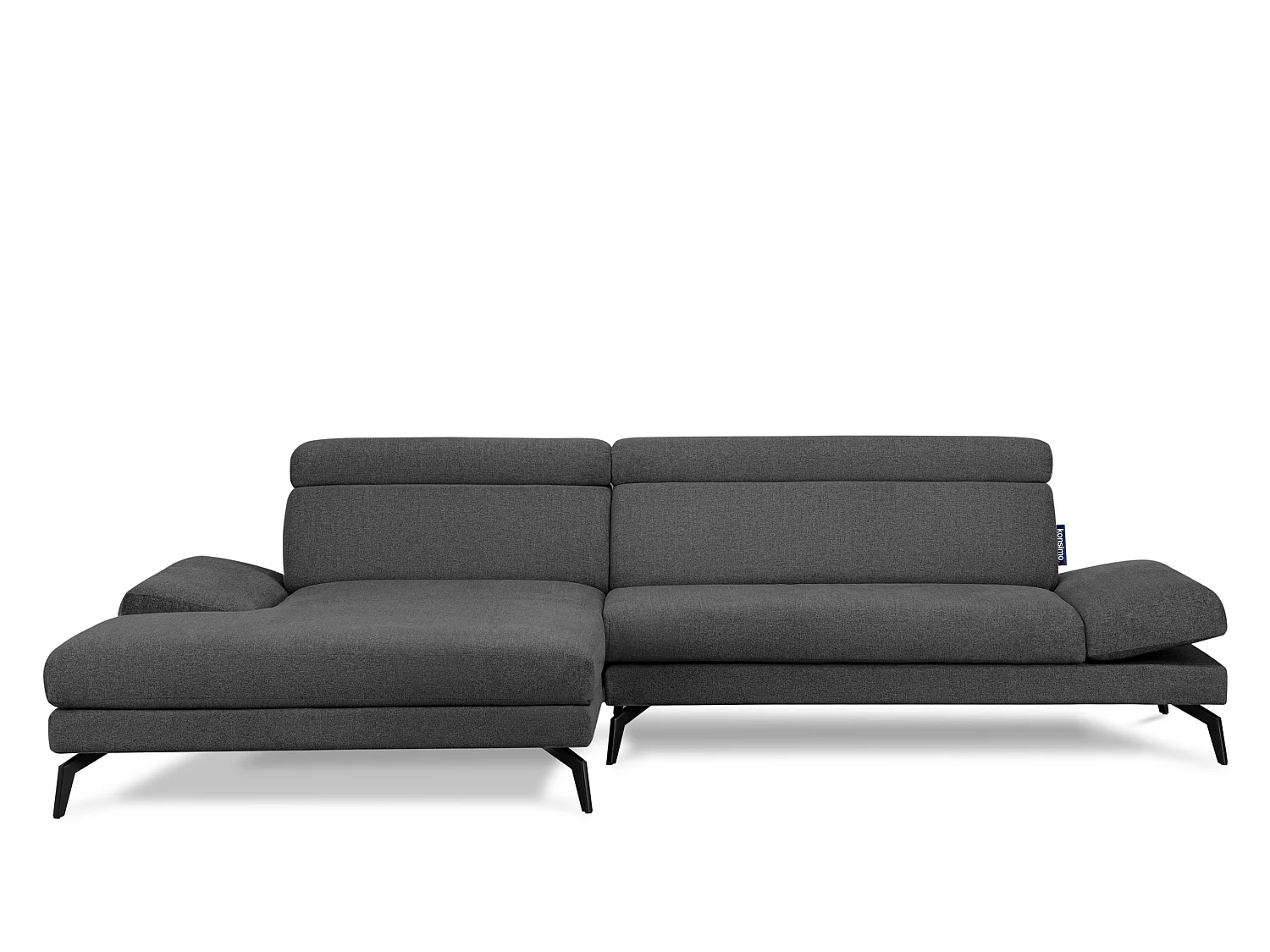 Canapé d'angle Moderne - 4 places - appuie-tête mobile - gris foncé - RENAR