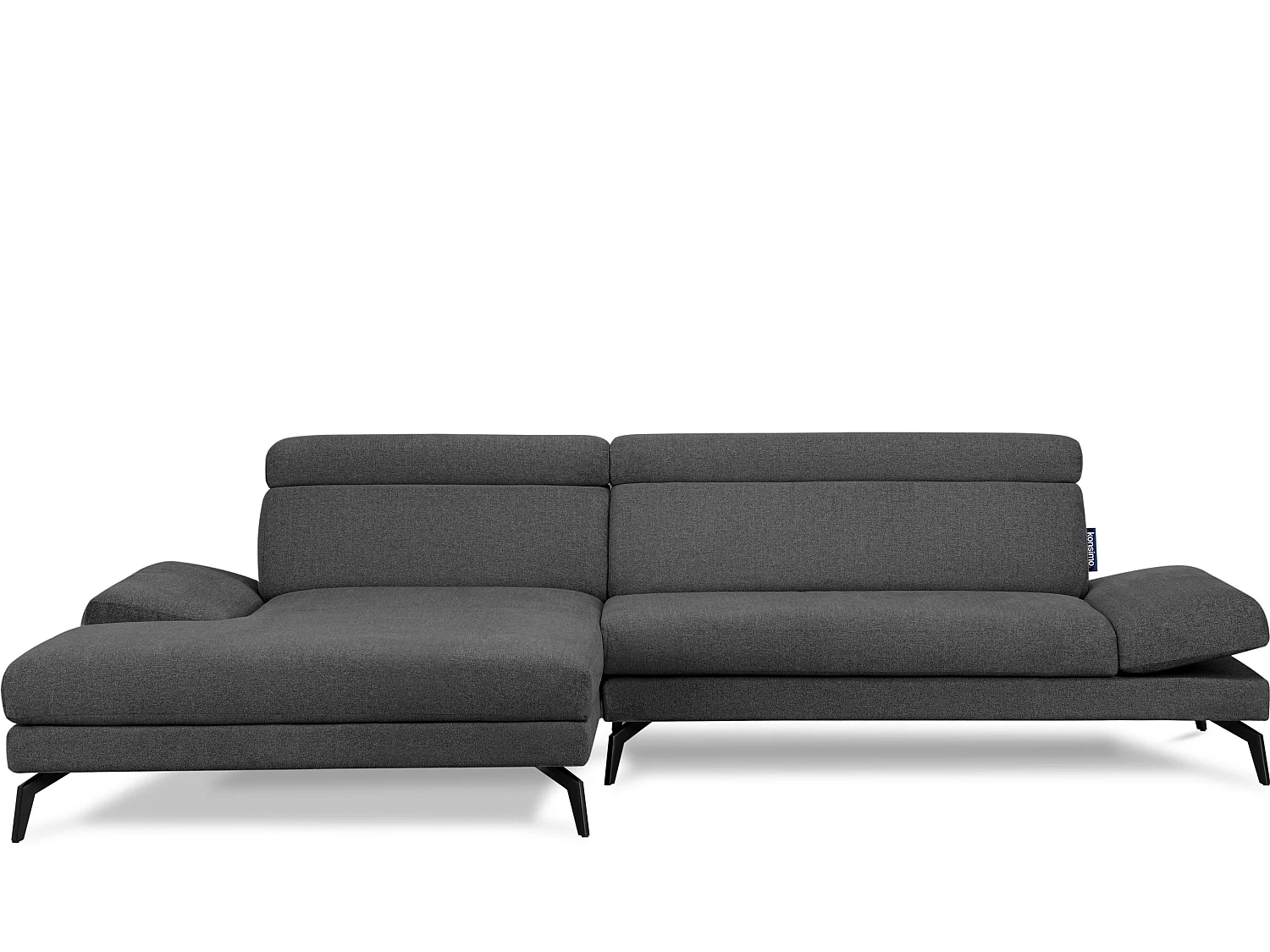 Ecksofa Modern - 4 Sitzer - bewegliche Kopfstütze - dunkelgrau - RENAR