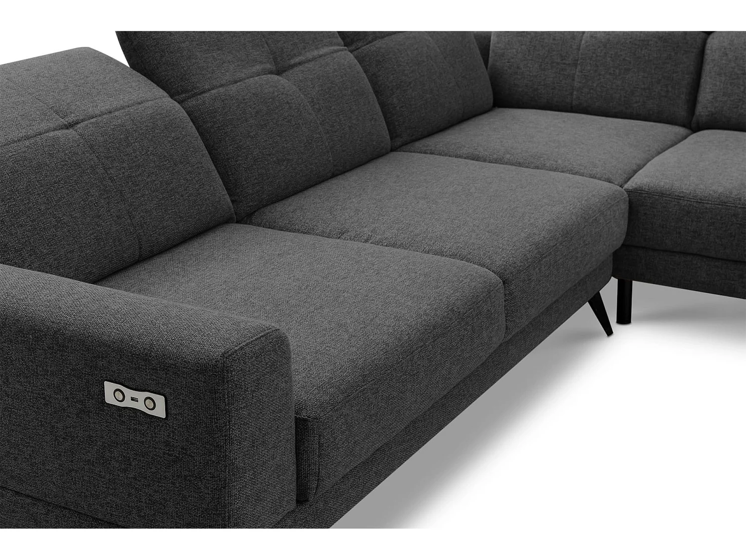Eckgarnitur 4/5 Sitzer mit elek. Relaxfunktion - dunkelgrau - DAVIDI