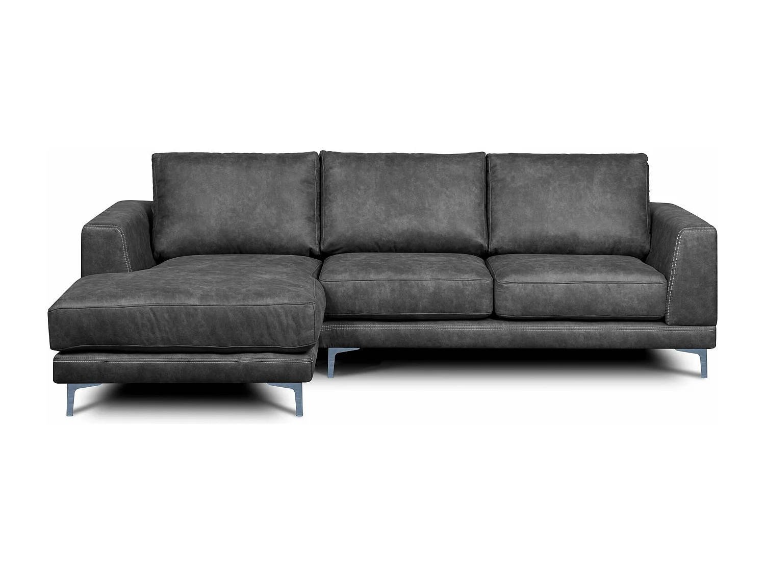 Modernes bequemes Ecksofa auf Metallbeinen - 3/4 Sitzer - dunkelgrau - HOLCO