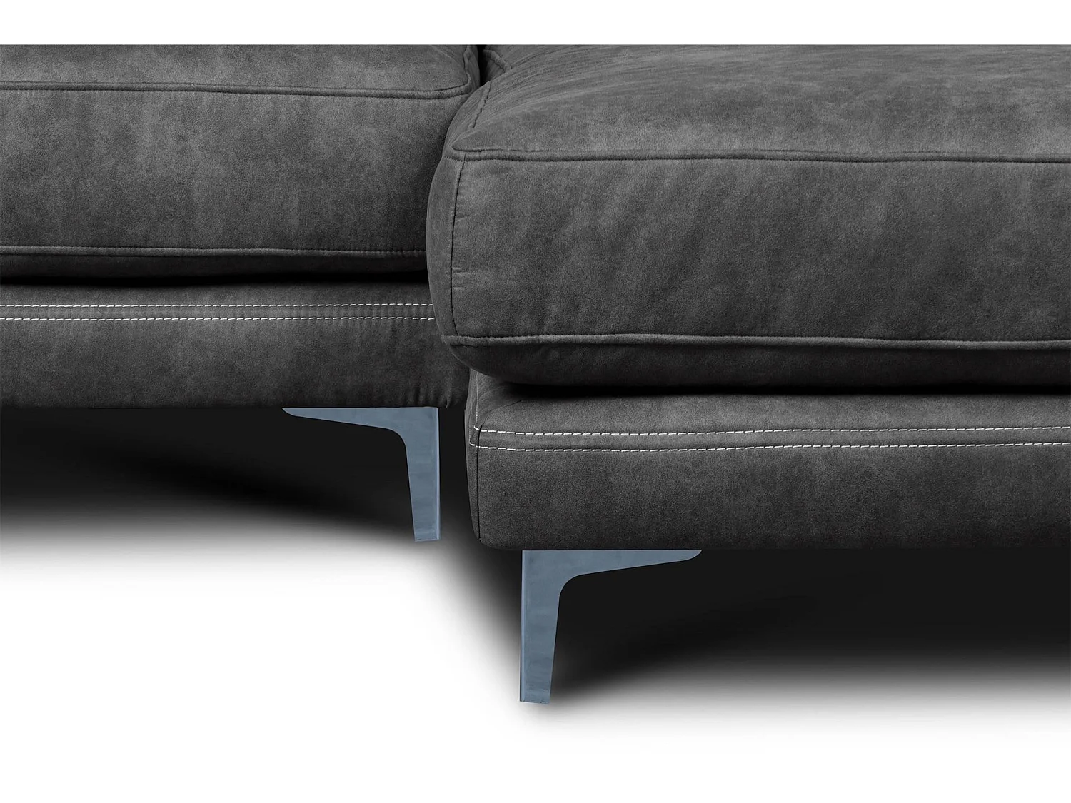 Modernes bequemes Ecksofa auf Metallbeinen - 3/4 Sitzer - dunkelgrau - HOLCO