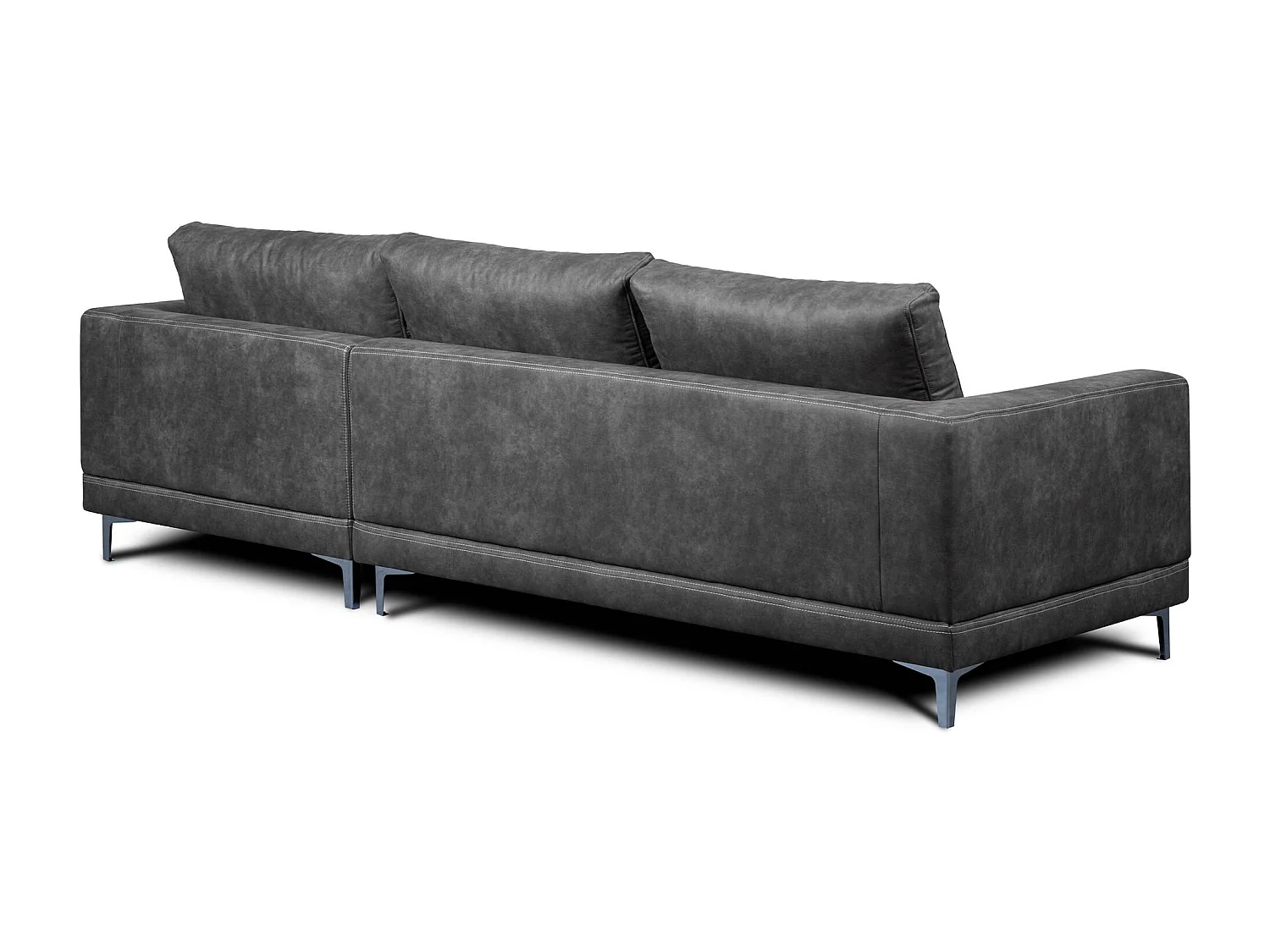 Modernes bequemes Ecksofa auf Metallbeinen - 3/4 Sitzer - dunkelgrau - HOLCO