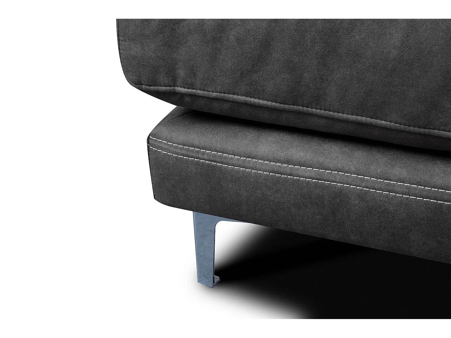 Canapé d'angle moderne et confortable sur pieds métal - 3/4 places - gris foncé - HOLCO