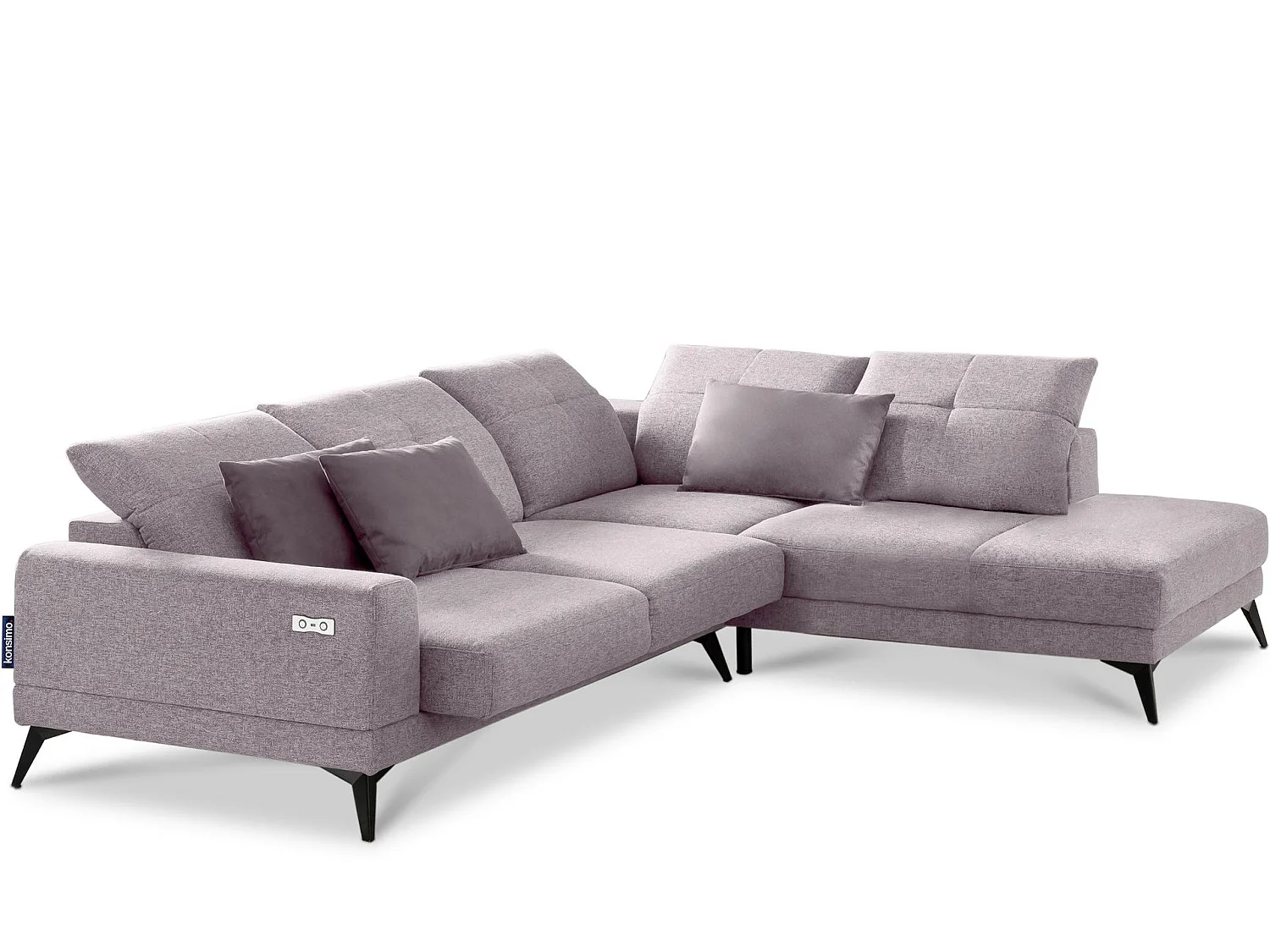 Eckgarnitur 4/5 Sitzer mit elek. Relaxfunktion - Rosa - DAVIDI