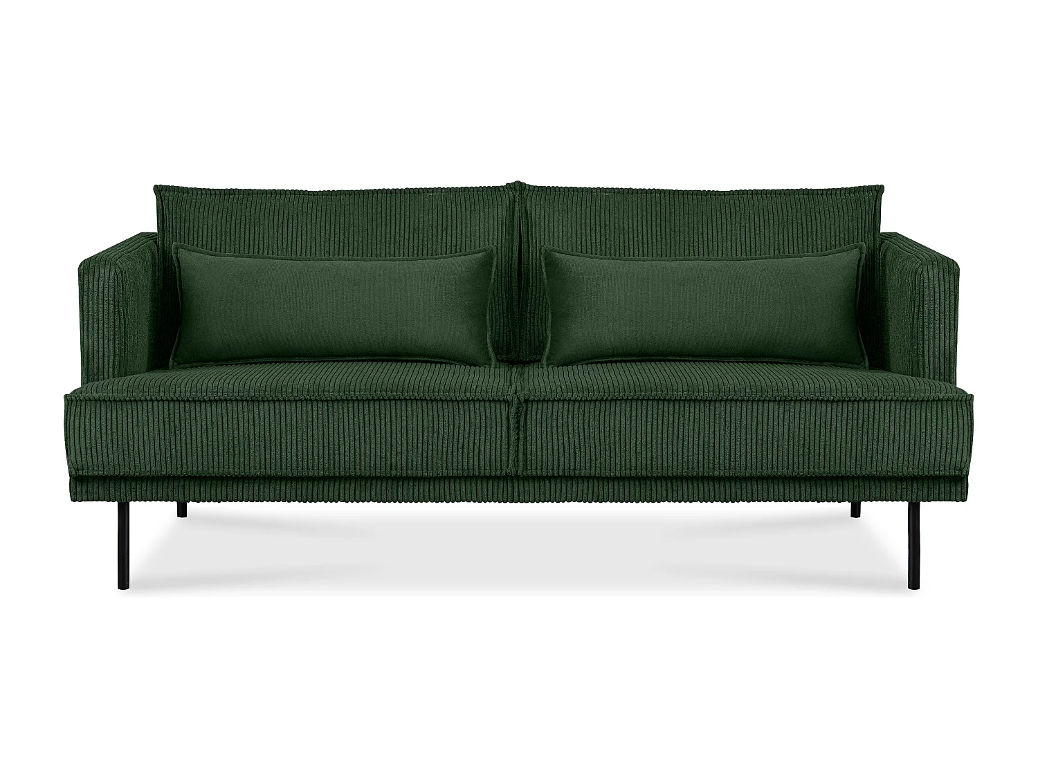 Loftsofa - Metallbeine - 2 Kissen inklusive - Velours - dunkelgrün - GANZO