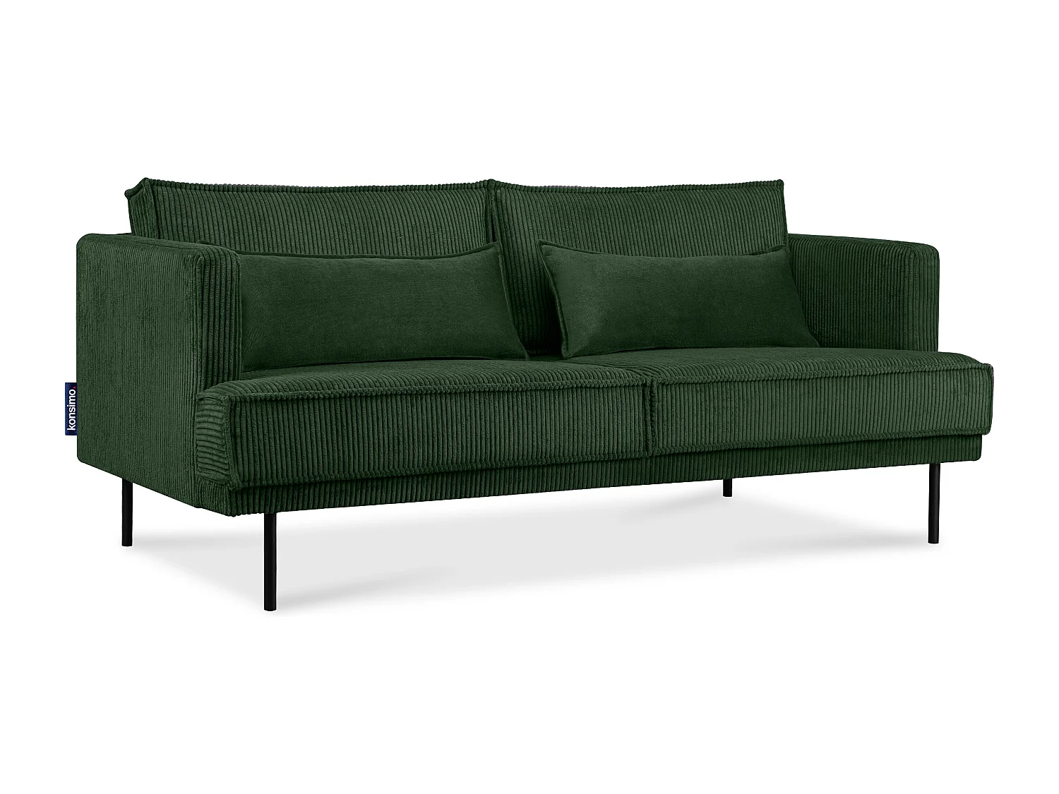 Loftsofa - Metallbeine - 2 Kissen inklusive - Velours - dunkelgrün - GANZO