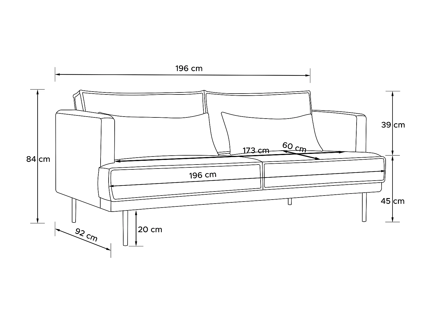 Loftsofa - Metallbeine - 2 Kissen inklusive - Velours - dunkelgrün - GANZO