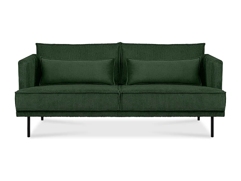 Canapé loft - pieds métal - 2 coussins inclus - velours - vert foncé - GANZO